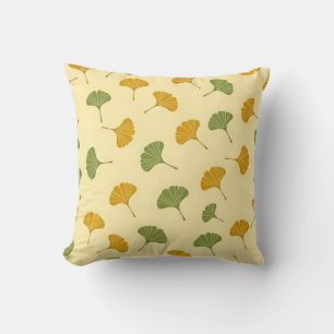 Goldenes Ginkgo-Biloba-Blatt-Muster Erdig Kissen
