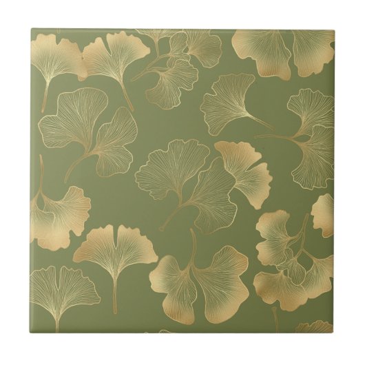 Goldenes Ginkgo-Herbstmuster Fliese (Vorderseite)