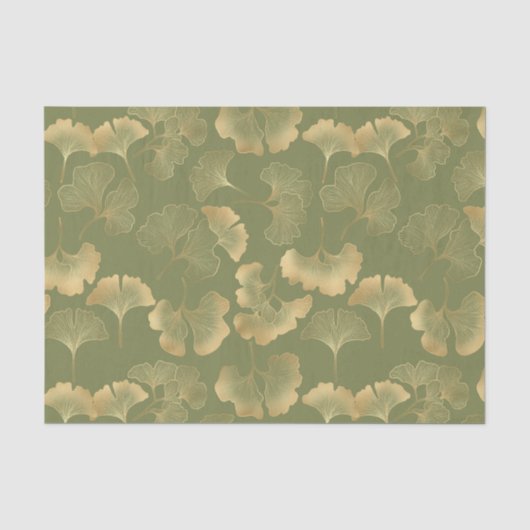 Goldenes Ginkgo-Herbstmuster Seidenpapier (Vorderseite)