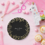 Goldenes Gipskraut Blumen Elegantes Schwarzes Meer Pappteller (Party)