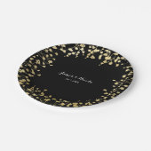 Goldenes Gipskraut Blumen Elegantes Schwarzes Meer Pappteller (Schrägansicht)