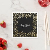 Goldenes Gipskraut Blumen Elegantes Schwarzes Meer Serviette (Beispiel)