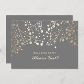 Goldenes Gipskraut Hochzeitsblume Einladung (Vorne/Hinten)