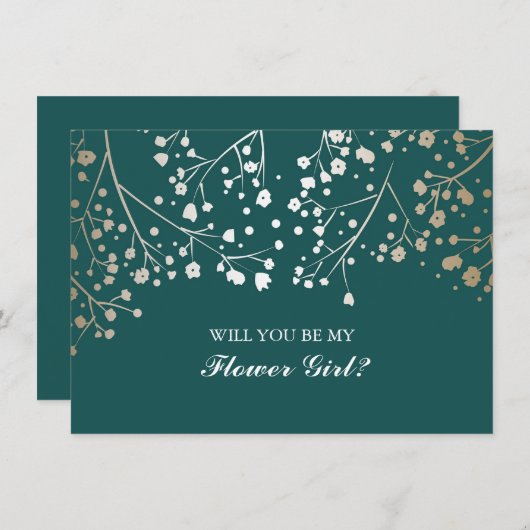 Goldenes Gipskraut Hochzeitsblume Einladung (Vorne/Hinten)