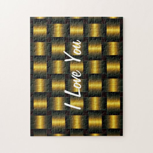 Goldenes Gitter - I Liebe Sie - Ihren Text/Ihren N Puzzle (Vertikal)
