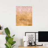 Goldenes Glam Rosa Glitzer Sparkasse Poster (Heimbüro)