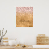 Goldenes Glam Rosa Glitzer Sparkasse Poster (Küche)