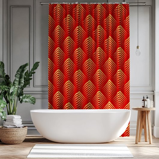 Goldenes Glitzer Art-Deko Geometrisches Muster Duschvorhang