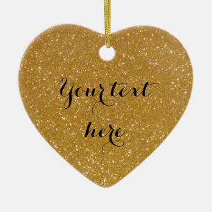 Goldenes Glitzer Foto Weihnachtsbaumschmuck Keramik Ornament
