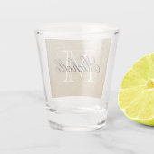 Goldenes Glitzer-Monogramm Schnapsglas (Rückseite)
