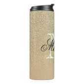 Goldenes Glitzer-Monogramm Thermosbecher (Nach links gedreht)