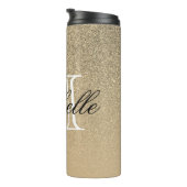Goldenes Glitzer-Monogramm Thermosbecher (Nach rechts gedreht)