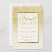 Goldenes Glitzer Ober Elfenbeinküste 16 . Geburtst Einladung (Vorderseite)