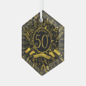 Goldenes Glück 50. Hochzeitstag Ornament Aus Glas (Vorderseite Links)
