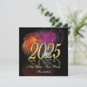 Goldenes Glück im neuen Jahr 2025 Einladung (Stehend Vorderseite)