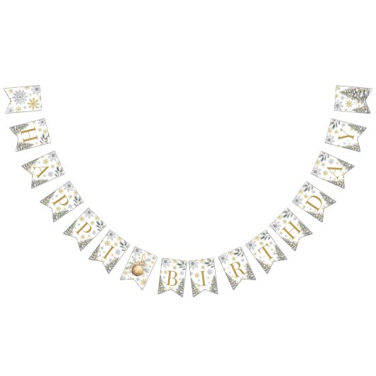 Goldenes Glück zum Geburtstag Winterbuntbanner Wimpelkette (Alle)