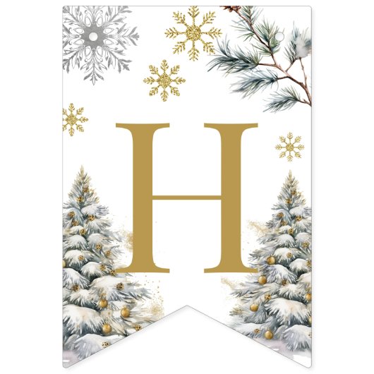 Goldenes Glück zum Geburtstag Winterbuntbanner Wimpelkette (Zweite Fahne)