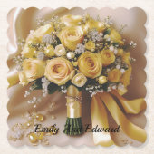 "Goldenes Glühen: Eine gefällige Rose Bouquet der Untersetzer (Vorderseite)