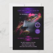 Goldenes Glühen im dunklen Neon-Party Einladung (Vorderseite)