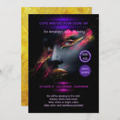 Goldenes Glühen im dunklen Neon-Party Einladung (Vorne/Hinten)