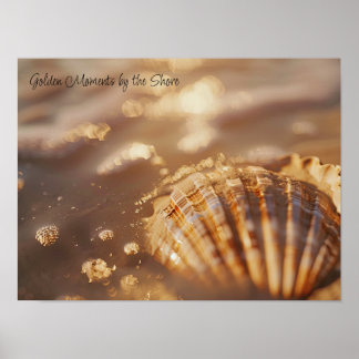 Goldenes Glühen: Seashell in Sonnenlicht Foam Poster