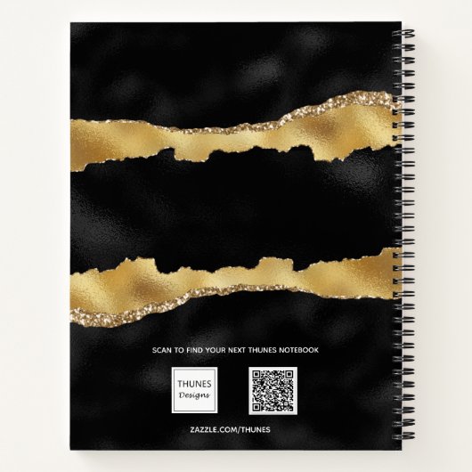 Goldenes Goldbarren-Marmornamensskript elegant Notizblock (Rückseite)