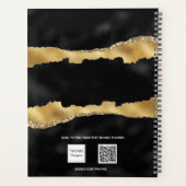 Goldenes Goldbarren-Marmornamensskript elegant Planer (Rückseite)