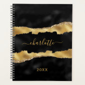 Goldenes Goldbarren-Marmornamensskript elegant Planer (Vorderseite)