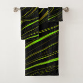 Goldenes Gras, weiche grüne, lange Spuren auf schw Badhandtuch Set (Insitu)