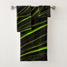 Goldenes Gras, weiche grüne, lange Spuren auf schw Badhandtuch Set