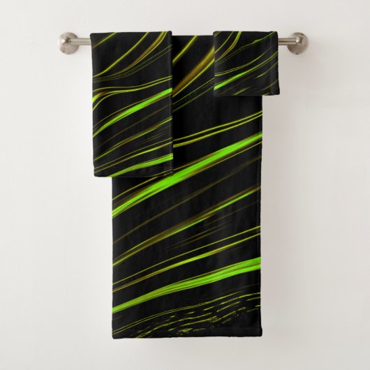 Goldenes Gras, weiche grüne, lange Spuren auf schw Badhandtuch Set (Insitu)