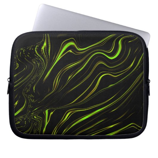 Goldenes Gras, weiche grüne, lange Spuren auf schw Laptopschutzhülle (Vorderseite)