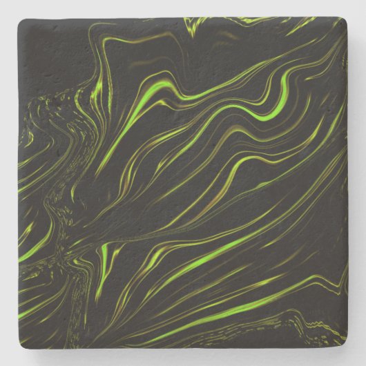 Goldenes Gras, weiche grüne, lange Spuren auf schw Steinuntersetzer (Vorderseite)