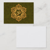Goldenes grünes Blumenom Visitenkarte (Vorne/Hinten)