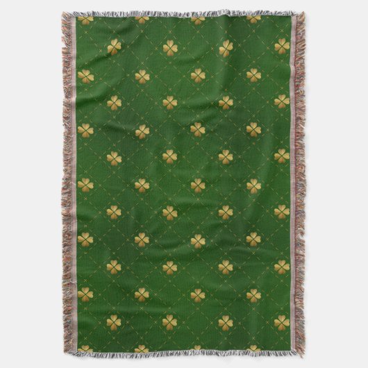 Goldenes grünes Klee-Muster Decke (Vorderseite Vertikal)