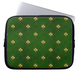 Goldenes grünes Klee-Muster Laptopschutzhülle