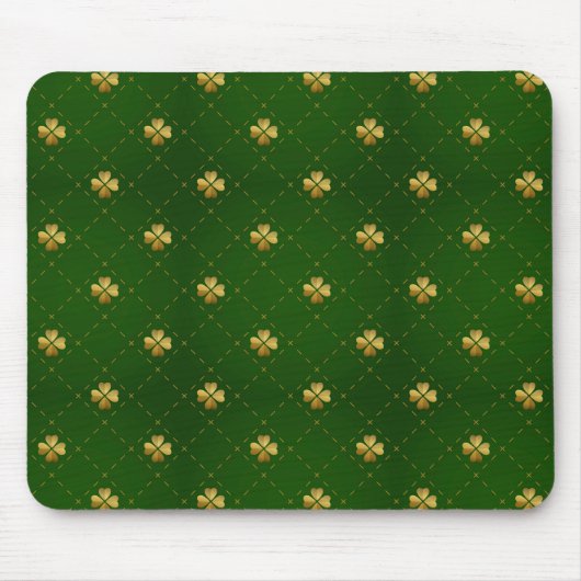 Goldenes grünes Klee-Muster Mousepad (Vorne)