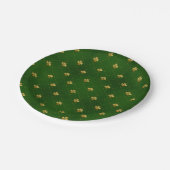 Goldenes grünes Klee-Muster Pappteller (Schrägansicht)