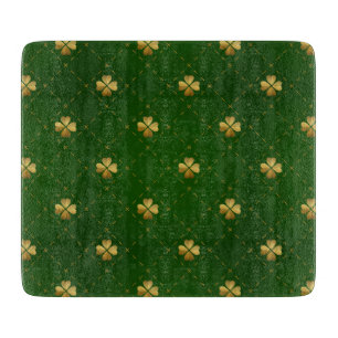 Goldenes grünes Klee-Muster Schneidebrett