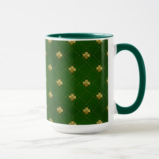 Goldenes grünes Klee-Muster Tasse (Rechts)