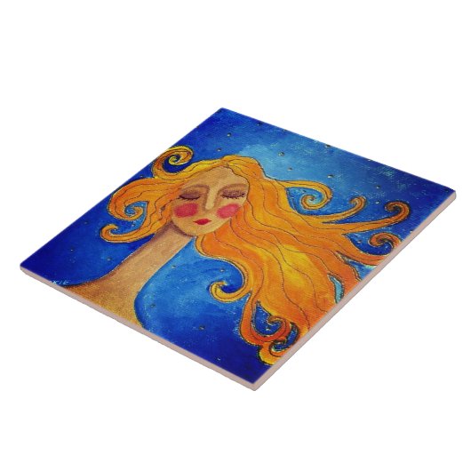 Goldenes Haar Abstraktes Porträt einer Frau Fliese (Seite)