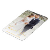 Goldenes handgeschriebenes Hochzeitsgarantie Foto  Magnet (Linke Seite)
