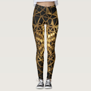 Goldenes Heiliges Geometrie-Leuchten Leggings
