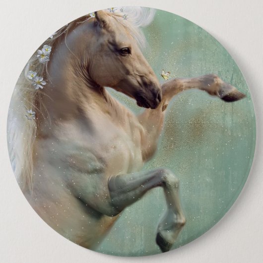 Goldenes Hengstpferd - Schaltfläche Button (Vorderseite)