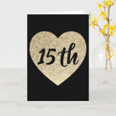 Goldenes Herz 15. Geburtstagskarte Karte (Gelbe Blume)