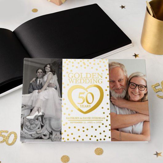 Goldenes Herz 50. Hochzeitstag Fotos weiß Gästebuch