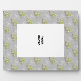 Goldenes Herz auf Silbern Glitzer Fotoplatte