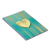 Goldenes Herz auf Türkis Kariert Notizblock (Rechte Seite)
