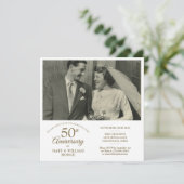 Goldenes Herz Confetti Hochzeit Foto 50 Jahre Jubi Einladung (Stehend Vorderseite)