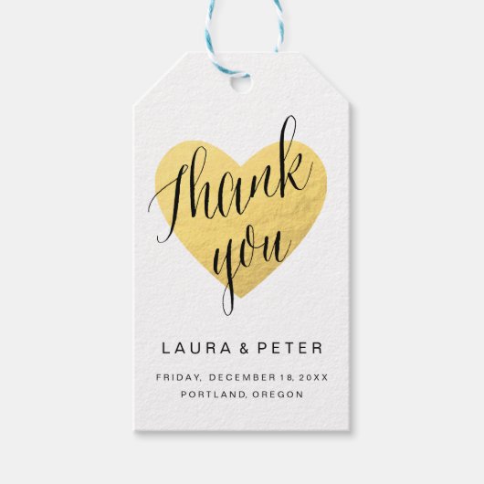 Goldenes Herz danke dir für Tag Geschenkanhänger (Vorderseite)